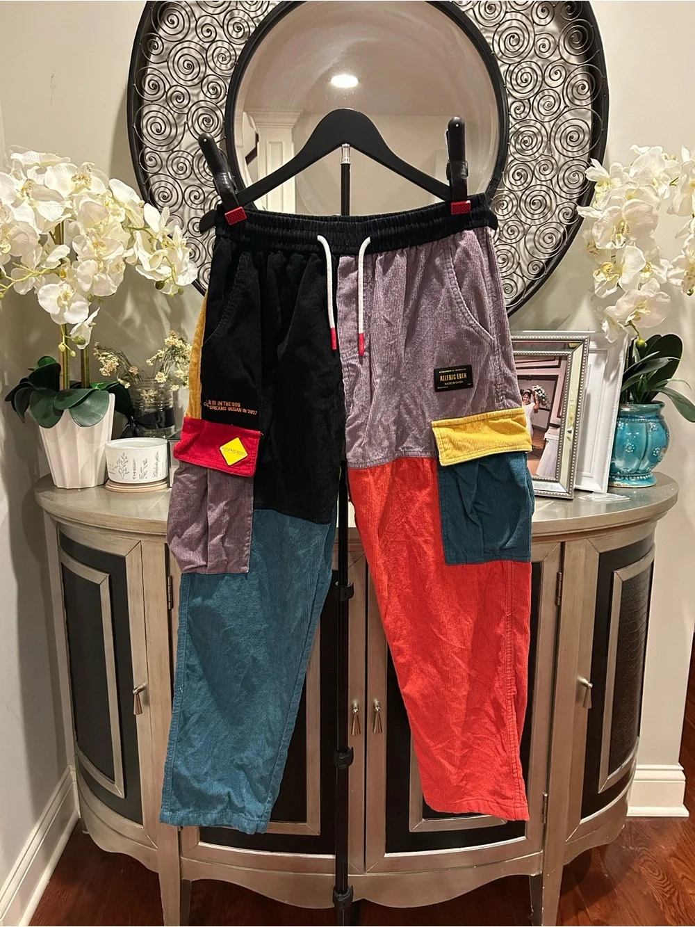 Aelfric Eden Colorblock Utility Cargo Pants - Red/Teal/Black/Gray/Yellow